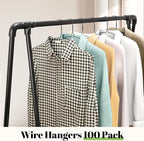 Wire Metal Clothes Hangers Bulk 50 Pack, 16 Inch 12 Gauge Standard Size, Slim Space Saving for Coat Suits Shirts Pants Skirts, Non Slip, Black