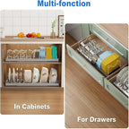 Pots and Pans Organizer Under Cabinet, 22" Expandable Food Storage Container Lid Organizers with 9 Adjustable Dividers Pot and Pan Lid Holders Rack Inside Cabinet/Countertop(1 Pack, Gray)