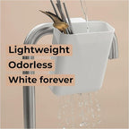 Multifunctional Compact Kitchen Drainer Drain Basket Utensil and Cutlery Drying Rack Holder and Hangable Sink Shelf Home Fruit Basket Plastic Storage Container White (Deep)