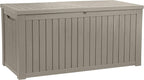 YITAHOME 180 Gallon XL Outdoor Storage Deck Box with Divider, Waterproof & Lockable, Ideal for Patio Furniture and Garden Tools, Resin-Built, Wood-Like Texture, Brown