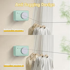 Retractable Clothesline Indoor/Outdoor, Anti-Sag for Drying Clothes Line Retracting Indoor/Outdoor, We Equipped This 13.8 Fts Laundry line Retractable with 4 Large Clips (Green)