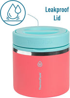 ThermoFlask 20 oz Double Wall Insulated Food Jar, 2-Pack, Sugar Coral + Maui Blue/Maui Blue + Sunrise