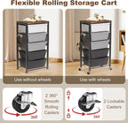 Rolling Cart with Drawers, Rolling Storage Cart with Large Plastic Drawers & Wooden Tabletop, Utility Cart with Pegboards & Basket, Storage Drawers Cart for Living Room, Classroom, Bedroom, Office