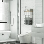 Towel Racks for Bathroom, Metal Towel Holder with Storage Basket,Wall Towel Rack for Rolled Towels, Towel Storage for Small Bathroom.