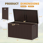 Flamaker 250 Gallon Resin Deck Box, Waterproof Imitation-Wood Lockable Storage Box with Separator Plate for Outdoor Indoor, Garden, Patio Furniture for Tools & Pool Accessories (Deep Brown)