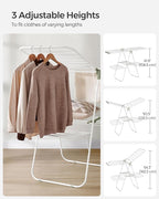 SONGMICS Clothes Drying Rack, Foldable 2-Level Laundry Drying Rack, Free-Standing Laundry Airer, with Height-Adjustable Wings, 33 Drying Rails, Sock Clips, White and Green ULLR053C01V1