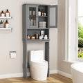 Walsunny Over Toilet Storage Cabinet, BathroomShelf Organizer Over Toilet, Washing Machine Box, Space Saver with Adjustable Decorative Racks（Gray）