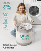 SONGMICS Laundry Hamper, Cotton Rope Laundry Basket with Handles, for Clothing, Living Room, Bedroom, 15.8 Gallons, 16.1 x 16.1 x 18.1 Inches, Cloud White and Dove Gray URLH060G01