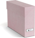 Bigso Lovisa Fiberboard Label Frame 12 File Storage Box - Paperwork Storage Box with Metal Label Holder - Durable Document Organizer with Flip Top Lid - 3.7in x 13in x 9.4 in - Melange Pink