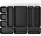 Simple Houseware Interlocking Desk Drawer Bins Organizer, 10 Packs, Black