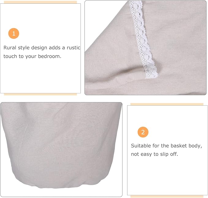 Farmhouse Fabric Liner Replacement, Effectively Protect Clothing for Woven Laundry Basket Washable Cloth Insert for Bedroom Bathroom Hampers Fit Basket Cloth Insert