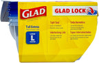 Glad GladWare Tall Entree Food Storage Containers with Lids, Large Square BPA Free Plastic for Meal Prep and Lunches, Lock Tight Seal, Microwave and Dishwasher Safe, 42 Oz, 3 Count