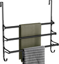 Over The Door Towel Rack, Over Door Towel Rack for Bathroom Door, Triple Towel Storage Holder with Hooks (Matte Black, 20.15" L)