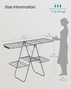 SONGMICS Clothes Drying Rack, Foldable 2-Level Laundry Drying Rack, Free-Standing Laundry Airer, with Height-Adjustable Wings, 33 Drying Rails, Sock Clips, Gray ULLR053G02V1
