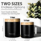 Stainless Steel Insulated Food Jar Set of 2 (16oz + 12oz), Wide Mouth, Soup Thermo for Hot Food, Lunch Container, Insulated Soup Bowl, Hot and Cold Insulated Lunch Box For Adults, Black