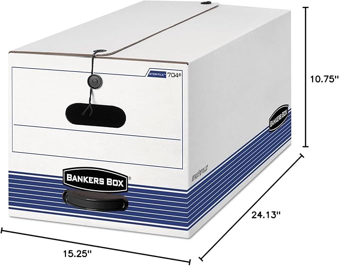Bankers Box 12-Pack Medium-Duty String & Button File Storage Box, FastFold Assembly, Legal, STOR/FILE, (00705)