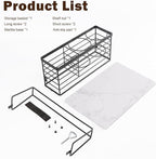Hair Tool Organizer, Movable Hair Dryer Holder, Hair Styling Tools Storage for Vanity, Bath Counter Organizer, Bathroom Trays for Hair Toiletry, Makeup (12" x 7.7" x 5.8", Marble-Black)