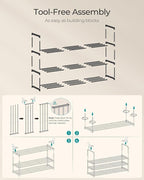 SONGMICS Shoe Rack, 10-Tier Shoe Organizer, Metal Storage Shelf, Upright or Upside Down, for 44-55 Pairs, for Entryway, 11.8 x 36.2 x 68.1 Inches, Black ULSA011B01