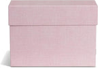 Bigso Lovisa Fiberboard Label Frame 12 File Storage Box - Paperwork Storage Box with Metal Label Holder - Durable Document Organizer with Flip Top Lid - 3.7in x 13in x 9.4 in - Melange Pink