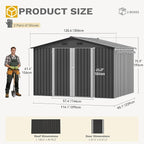 DWVO 10x8FT Outdoor Storage Shed, Spacious Metal Tool Shed with Lockable Doors & Ventilation for Patio, Lawn, and Backyard, Ideal for Storing Garden Equipment, Lawnmowers, and Bicycles, Dark Gray