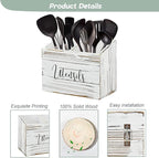 Utensil Holder with 2 Compartments, Utensil Caddy for Kitchen Counter, and Storage for Silverware Fork Spoon Spatula (White)