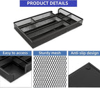 2 Pack Desk Drawer Organizer, Small Metal Mesh Desk Organizer Tray, Pen Pencil Drawer Organizer for Office Supplies, Desktop, Makeup, Vanity