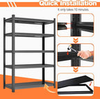 Garage Shelving Unit Storage Shelves Heavy Duty 3000 LBs, 5 Tier Adjustable Metal Shelf Industrial Storage Racks Utility Shelf Organiazation for Tools Garage Basement Warehouse 35.4"W*17.7"D*71.2"H