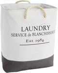 Okuna Outpost Canvas Laundry Hamper - Space-Saving Collapsible Basket - Farmhouse Laundry Basket - Dry Cleaning Tote for Delicates - White, 12 x 16 x 19.2 in, 60L