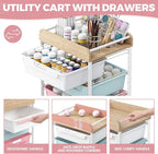 6 Drawer Rolling Cart for Craft Storage,Utility Drawer Organizer with Handle and Wooden Top,Storage on wheels for Office, Classroom,Laundry,Garage,Snack,Art Supply,Colorful
