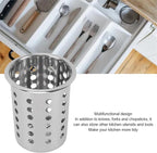 Tyenaza Stainless Steel Utensil Holder, Multipurpose Large Capacity Kitchen Utensil Holder,Utensil Crocks Organizer for Forks, Spoons, Knives, Kitchenware(with Holes)