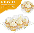 LotFancy (6 Count x 10 Sets) Cupcake Containers, Clear Plastic Cupcake Boxes, Disposable Cupcake Carriers with Detachable Tall Dome Lid, BPA Free, Standard Size