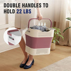 TECHMILLY Collapsible Plastic Laundry Basket Hamper with Handles, 35L Portable Rubber Clothes Basket, Pop Up Storage Container/Organizer with Hanging basket for Washing & Storage, Red