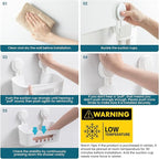 TAILI Shower Caddy Suction Cup 2 Pack, Heavy Duty Bathroom Organizer, Removable Shelves for Inside Shower, Shampoo, Waterproof Suction Plastic Storage for Bathroom Accessories Holder, White