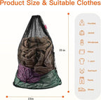 2 Pack Mesh Laundry Bags, 23 x 35 Inches Heavy Duty Mesh Wash Bags with Drawstring Closure for College, Dorm, Travel, Family and Apartment Dwellers, Black