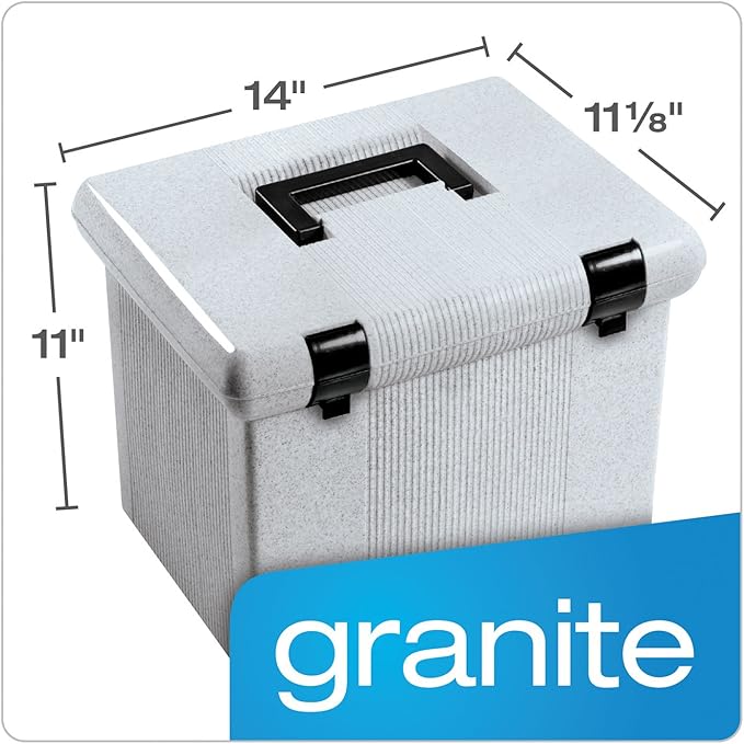 Pendaflex Portable File Box, 11"H x 14" W x 11 1/8" D, Granite (41747)
