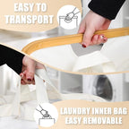 Hampers for Laundry Basket with Lid, 160L Extra Large Laundry Hamper 3 Section Dirty Clothes Hampers for Laundry Divided Laundry Basket Organizer for Bedroom,Laundry Room, Dirty Clothing Hamper, Beige