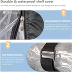 Wire Rack Covers,Heavy Duty 600D Dustproof Waterproof Storage Rack Covers for Metal Shelves,Storage Shelf Cover with Zipper for Wire Shlef,48''W x 19''D x 82''H,Black with Clear Front