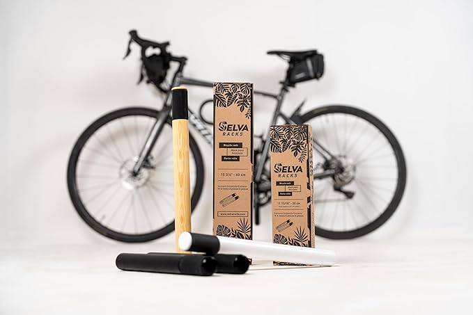SELVA Racks - Wooden Bike Wall Mount. in 2 Sizes and 3 Colors: Natural, Black and White (White, 15" 3/4)