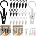 VinBee 20 PCS Laundry Hooks with Clips Super Strong Plastic Home Travel Swivel Hanging Hanger Closet Organizer Clamps Socks Boot Bras Towels for Bathroom Wardrobe Kitchen - 4.3 Inches (Black+White)