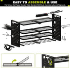 Power Tool Organizer Wall Mount with Charging Station 4 Layer 6 Slot Cordless Drill Holder with Angle Grinder Holder (Black)