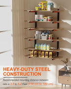 Lumber Storage Rack Wall-Mounted Lumber Racks Heavy Duty Wood Storage Rack with 9-Level Holds Up 1080 LB Sturdy Folding Garage Wood Organizer Orange Shelving Metal Shelf for Indoor & Outdoor- 6 Pack