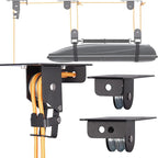 Cargo Box Hoist for Garage Ceiling with Metal Pulley System Holds 150 lbs, 5.5" Low-profile Rooftop Carrier Storage Lift, Parallel or Perpendicular Mounted