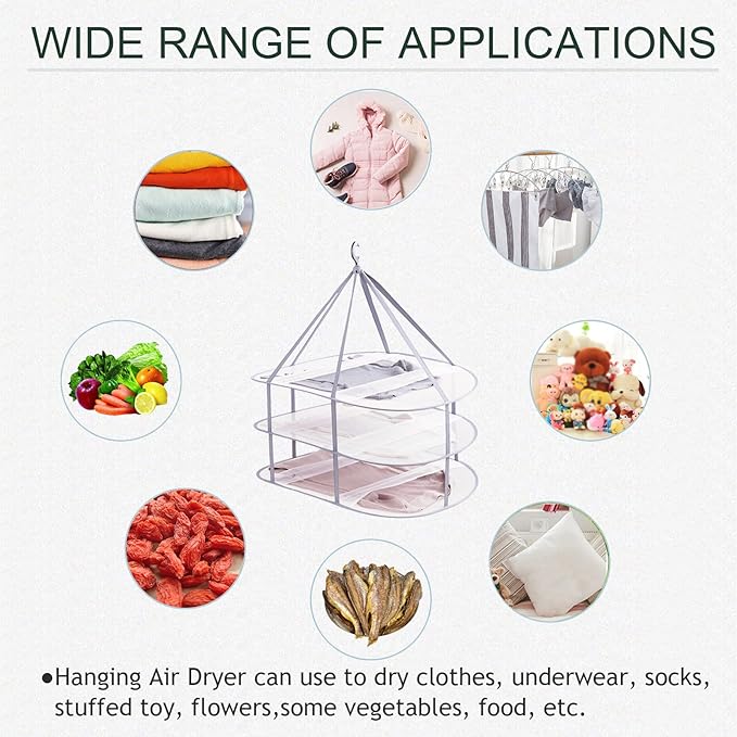 3 Tier Folding Mesh Clothes Drying Rack, Stackable Sweater Drying Rack with Internal Fixation, Portable Hanging Laundry Rack for T-Shirt,Swimsuit,Sweater,Delicates (2 Pack)