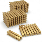 100 Pcs Colored Clothes Pins Wooden, Clothespins for Crafts 2.9 Inch, Clothing Pins for Hanging, Pictures, Classroom, Gold