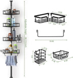 Corner Shower Caddy Tension Pole 4 Tier Adjustable Stainless Steel Shower Shelf for Inside Shower Bathtub Shampoo,Standing Bathroom Organizer Shelves with 39 to 113 inch Height