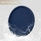 Silicone Bathroom Tray Round Vanity Tray Decorative Soap Holder Kitchen Countertop Organizer Coffee Table Decor for Candle, Perfume, Plant, 9 Inch, Dark Blue