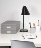 Bigso Oskar Fiberboard Label Frame Document Letter Box - File Organizer Box for Important Paperwork - Document Storage with a Lid & Metal Label Window - 3.3 in x 10.2 in x 13.8 in - Grey