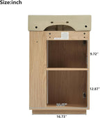 21.6" Small Fluted Bathroom Vanity with Sink,Soft Closing Doors and Storage Shelves,Natural Wood Single Bathroom Sink Cabinet Combo Freestanding, Natural Wood