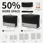 Vacuum Bags for Travel with Pump, Vacuum Compression Packing Bags for Travel Pack Vacuum Kit for Luggage Suitcase Carry On, IP67 Waterproof Odor & Tear-Proof Nylon (2 Pack + Pump Black)