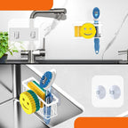 Sponge Holder Smiley Face,Sink Caddy,Kitchen Organizer with 2 Suction Cups/1 Adhesive Strips,Designed for Sponge,Soap,Dish Brush,Scrubber - White